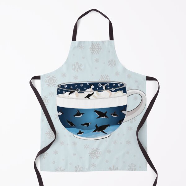 Item preview, Penguins Diving into Arctic Hot Chocolate (Falling Snowflakes) designed and sold by octopuscafe.