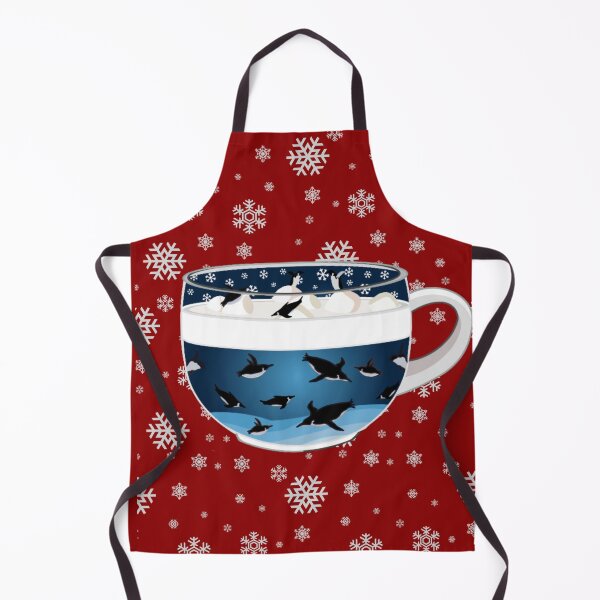 Item preview, Penguins Diving into Arctic Hot Chocolate (Falling Snowflakes) designed and sold by octopuscafe.