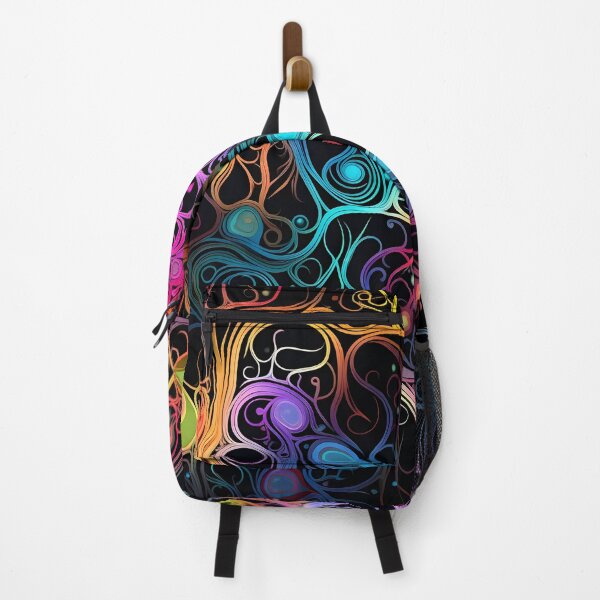 Item preview, fluorescent multicolor tribal network print designed and sold by dcrc.
