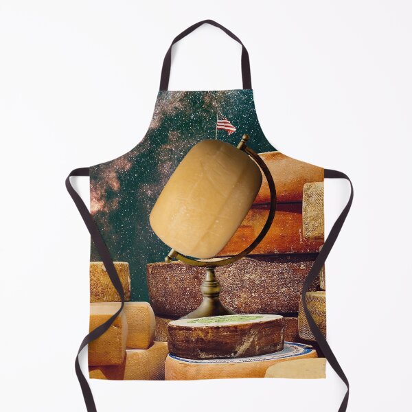 Item preview, Cheese Lovers' Dream: Surreal Fondue-niverse Collage Art Print - Space Cheese Wheel, Astronaut Flag, and Starry Sky designed and sold by GollyWillikers.