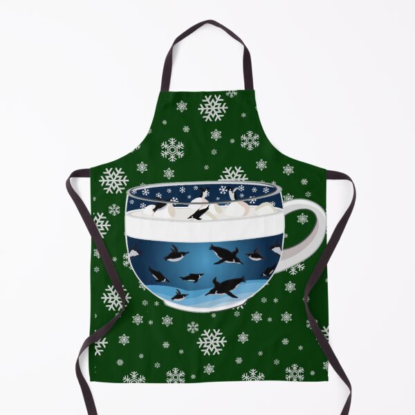 Item preview, Penguins Diving into Arctic Hot Chocolate (Falling Snowflakes) designed and sold by octopuscafe.