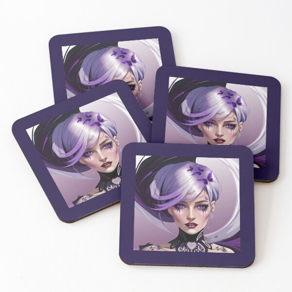 Item preview, Gothic style woman portrait, purple addict, with purple butterflies designed and sold by Creativesphotos.