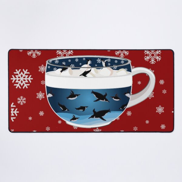 Item preview, Penguins Diving into Arctic Hot Chocolate (Falling Snowflakes) designed and sold by octopuscafe.