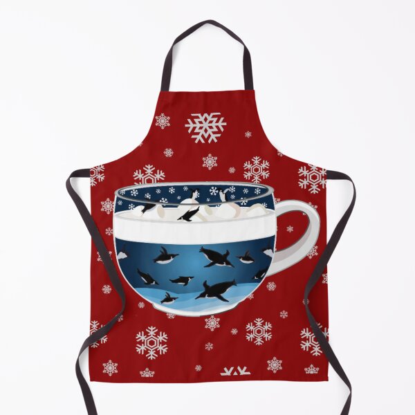 Item preview, Penguins Diving into Arctic Hot Chocolate (Falling Snowflakes) designed and sold by octopuscafe.