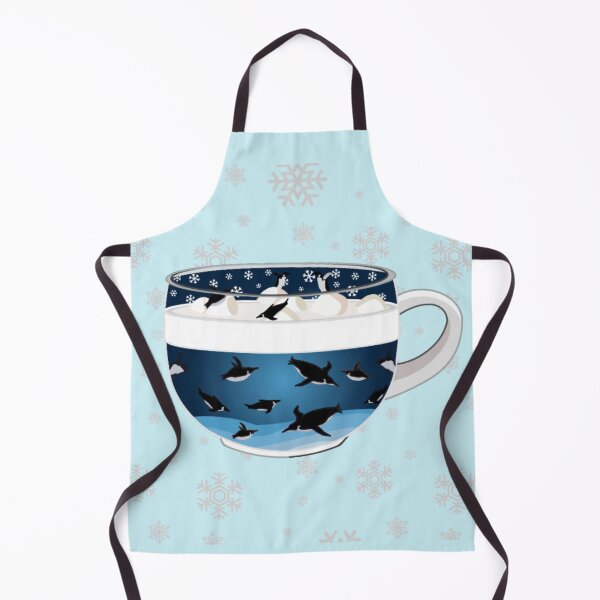 Item preview, Penguins Diving into Arctic Hot Chocolate (Falling Snowflakes) designed and sold by octopuscafe.