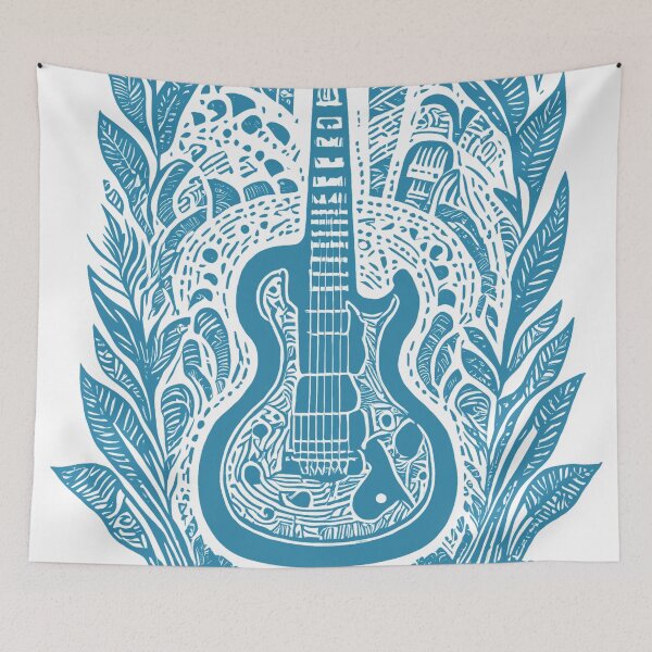 Item preview, Intricate Guitar and Leaf Design - Teal designed and sold by SW-Graphics.