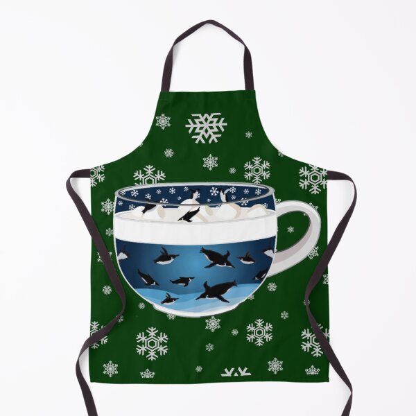 Item preview, Penguins Diving into Arctic Hot Chocolate (Falling Snowflakes) designed and sold by octopuscafe.