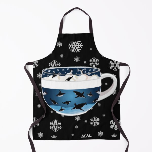Item preview, Penguins Diving into Arctic Hot Chocolate (Falling Snowflakes) designed and sold by octopuscafe.