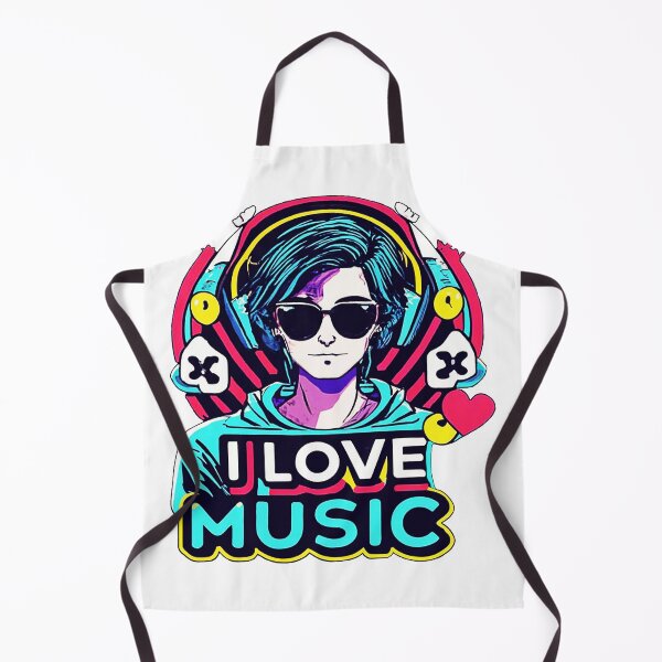 Item preview, "I love Music" young man with headphones. designed and sold by NotesForMusic.