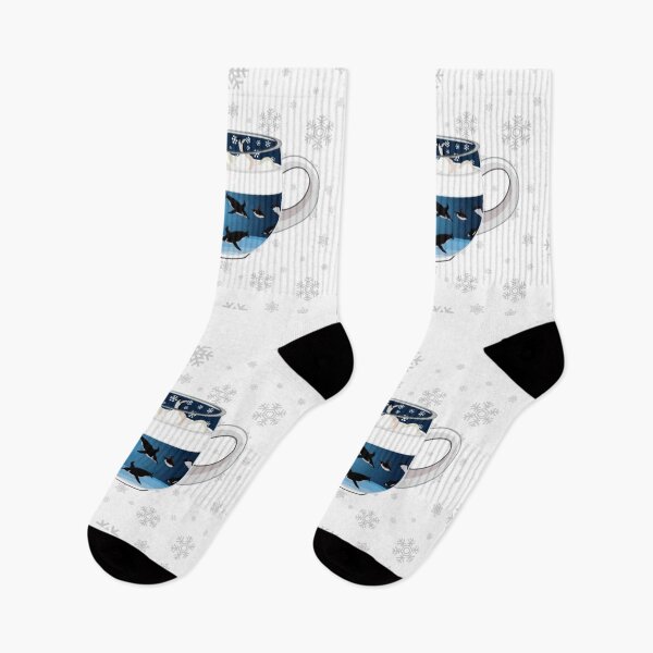 Item preview, Penguins Diving into Arctic Hot Chocolate (Falling Snowflakes) designed and sold by octopuscafe.