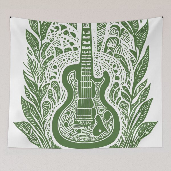 Item preview, Intricate Guitar and Leaf Design - Moss Green designed and sold by SW-Graphics.