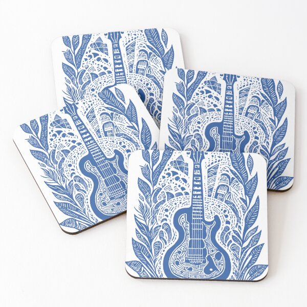Item preview, Intricate Guitar and Leaf Design - Bold Blue designed and sold by SW-Graphics.