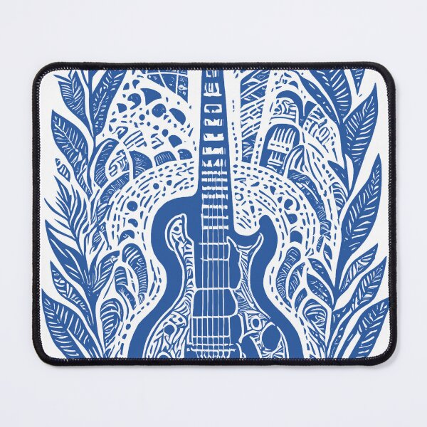 Item preview, Intricate Guitar and Leaf Design - Bold Blue designed and sold by SW-Graphics.