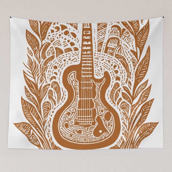 Item preview, Intricate Guitar and Leaf Design - Russet Orange designed and sold by SW-Graphics.