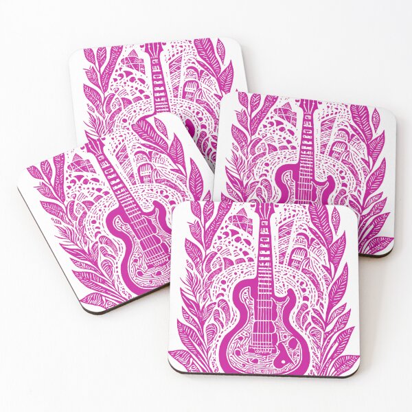 Item preview, Intricate Guitar and Leaf Design - Vivid Pink designed and sold by SW-Graphics.