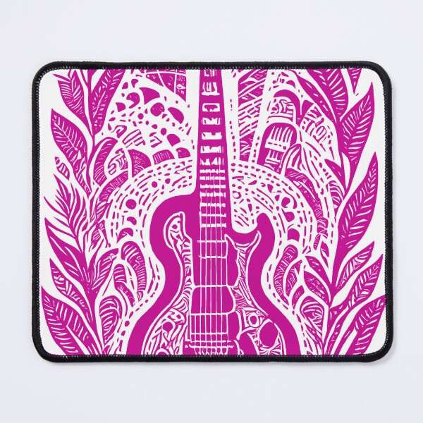 Item preview, Intricate Guitar and Leaf Design - Vivid Pink designed and sold by SW-Graphics.