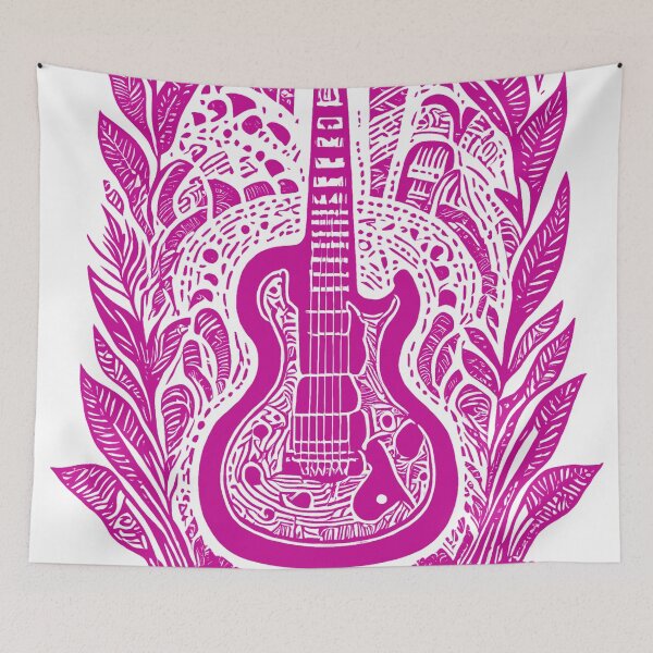 Item preview, Intricate Guitar and Leaf Design - Vivid Pink designed and sold by SW-Graphics.