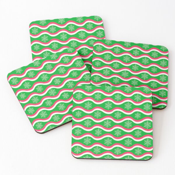 Item preview, Christmas Snowflakes on Retro Groovy Red and Green Waves Pattern  designed and sold by Yasminepatterns .