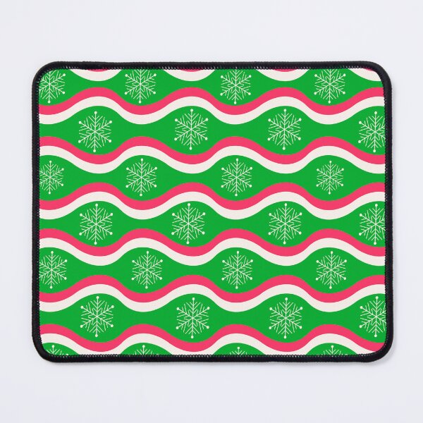 Item preview, Christmas Snowflakes on Retro Groovy Red and Green Waves Pattern designed and sold by Yasminepatterns .