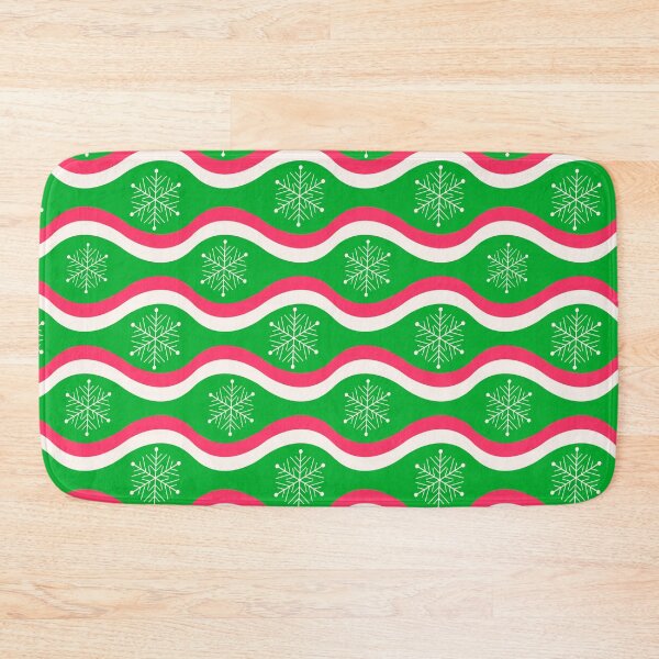 Item preview, Christmas Snowflakes on Retro Groovy Red and Green Waves Pattern  designed and sold by Yasminepatterns .