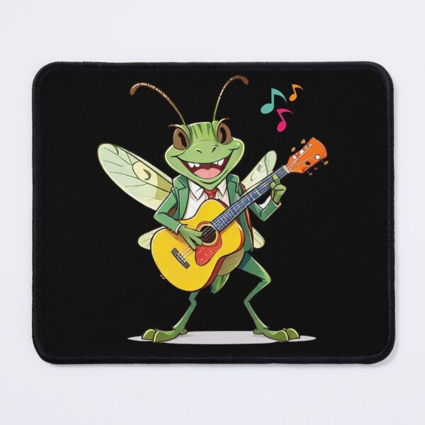 Item preview, Playful Grasshopper Guitarist - Cute Cartoon Insect Playing Guitar T-Shirt designed and sold by styleonestaa.