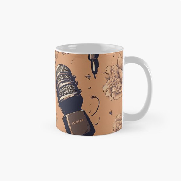 Aperçu de l'œuvre Microphone imprimé fleur créée et vendue par DrawingConcl.