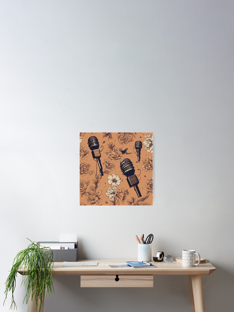 Thumbnail 2 of 3, Poster, Microphone Flower print designed and sold by DrawingConcl.