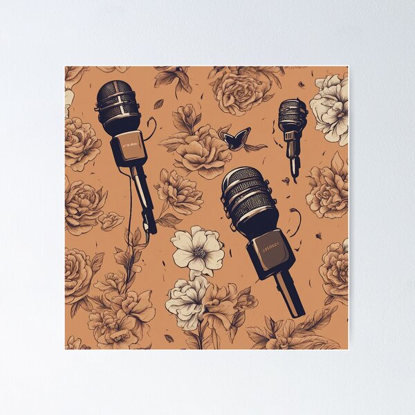 Item preview, Microphone Flower print designed and sold by DrawingConcl.