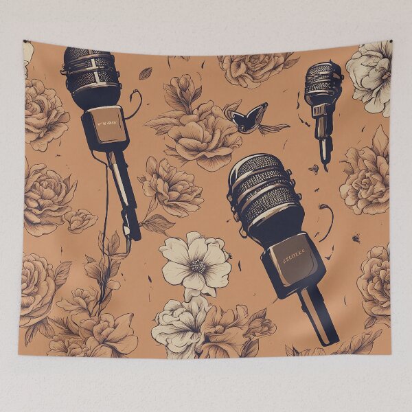 Aperçu de l'œuvre Microphone imprimé fleur créée et vendue par DrawingConcl.