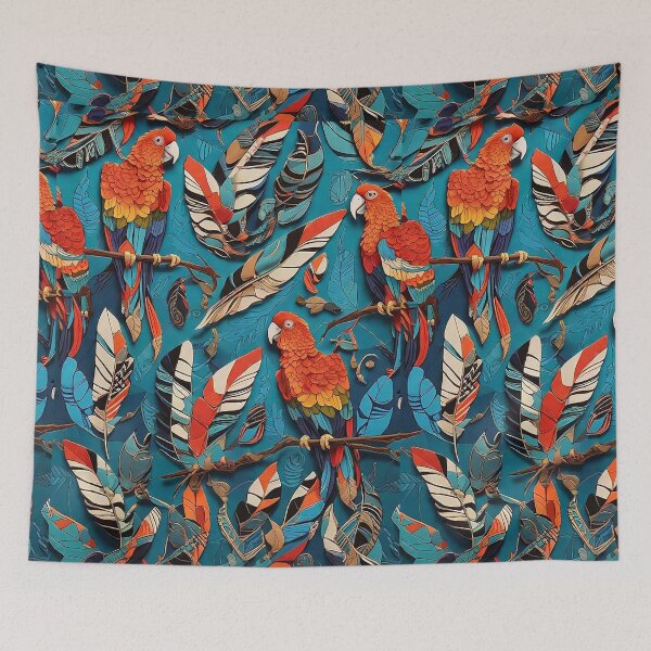 Item preview, pattern of feathered parakeets and parrots fashion for girls and babys designed and sold by Carlos Gudino.