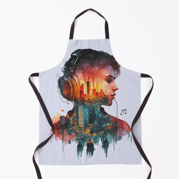 Item preview, WomMujer con auriculares designed and sold by NotesForMusic.