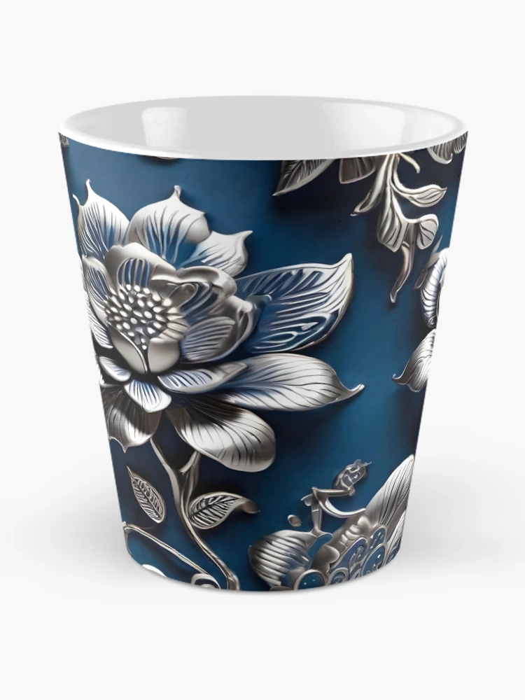 Thumbnail 2 of 4, Coffee Mug, Silver Roses Flower Pattern designed and sold by ShePrompts.