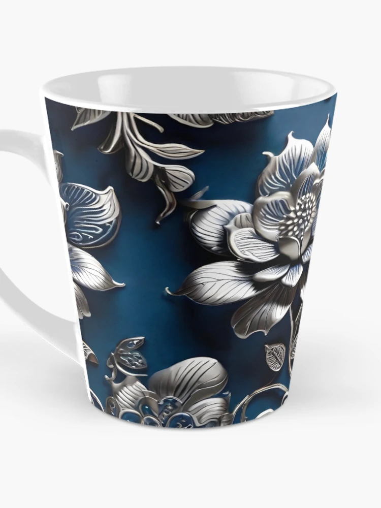 Thumbnail 3 of 4, Coffee Mug, Silver Roses Flower Pattern designed and sold by ShePrompts.