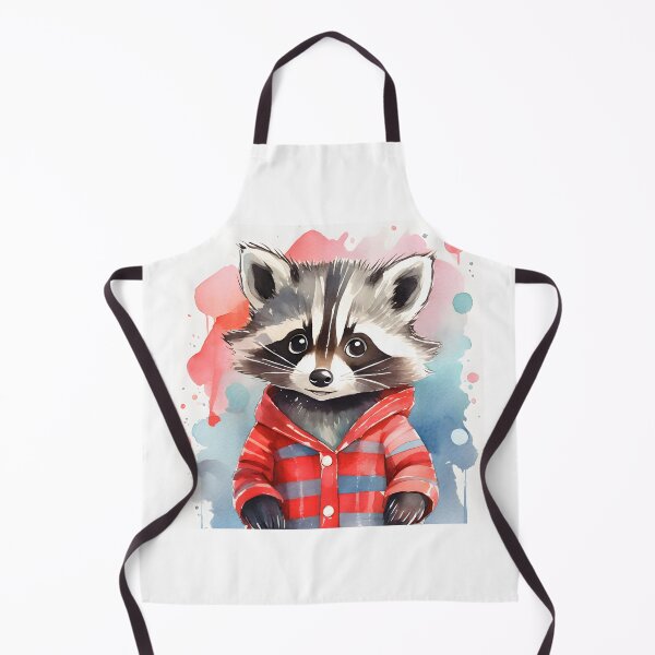 Item preview, Cute Perfect Anime Watercolor Racoon wearing Red Plaid Hoodie designed and sold by ScarletGoldenOx.