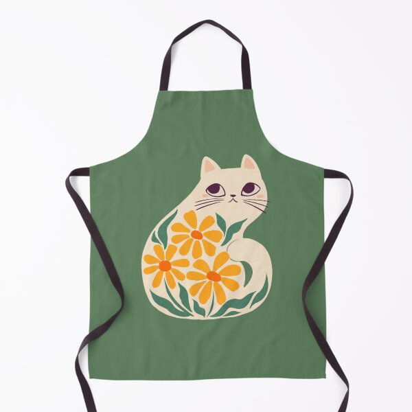 Item preview, Retro Daisy Flowered White Cat  designed and sold by michelledraws.