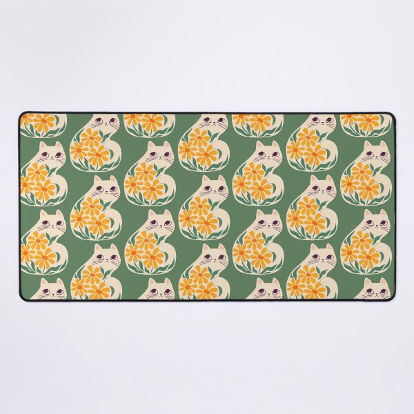 Item preview, Retro Daisy Flowered White Cat  designed and sold by michelledraws.