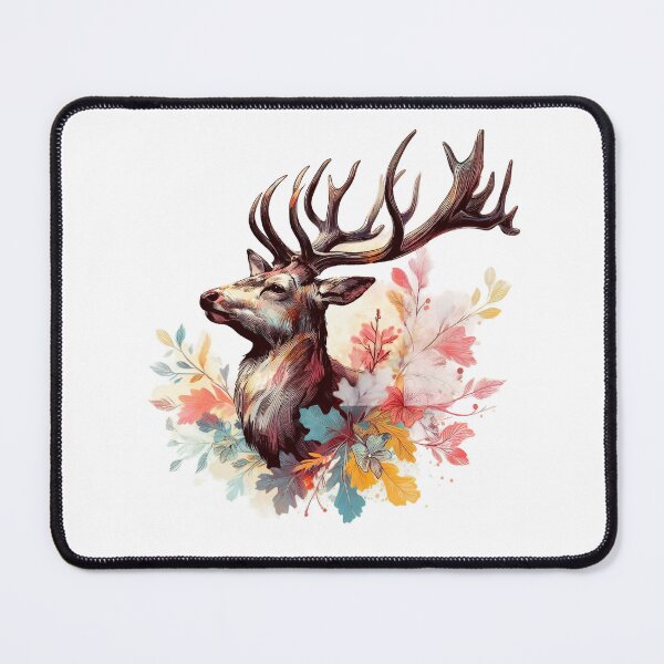 Item preview, Stylish, beautiful and colorful print of a deer with various flowers and leaves around it designed and sold by Marcoshop10.