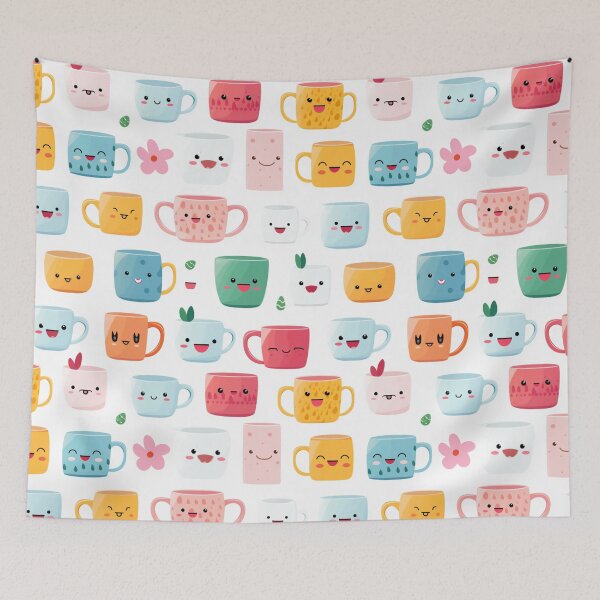 Item preview, Kawaii Coffee Delight: Smiling Cups Galore designed and sold by minjagoods.