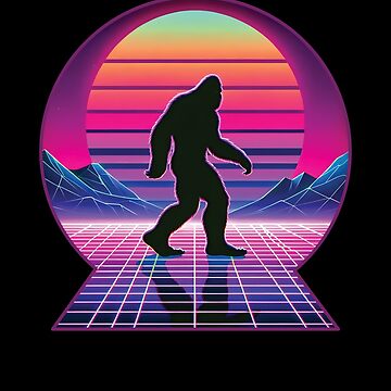 Artwork thumbnail, Retro Synthwave Bigfoot Silhouette - Neon Sunset Art by hidden-design