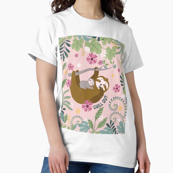 Item preview, Chill Out Mom and Baby Sloth Pink designed and sold by simiswimstudio.