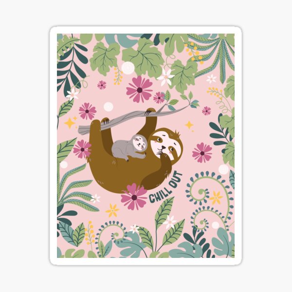 Item preview, Chill Out Mom and Baby Sloth Pink designed and sold by simiswimstudio.