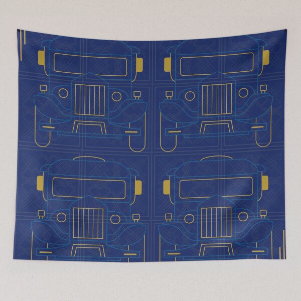 Item preview, Navy Blue Art Deco Vintage Car Pattern designed and sold by ArDecoS.