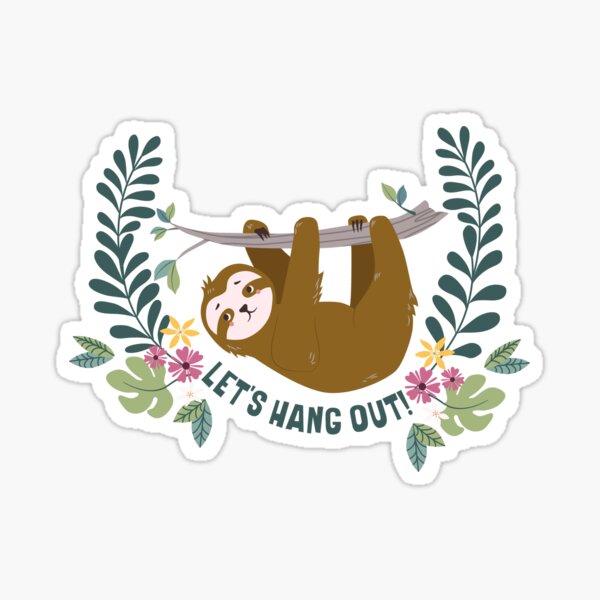 Item preview, Let's Hang Out Sloth Jungle Flowers designed and sold by simiswimstudio.