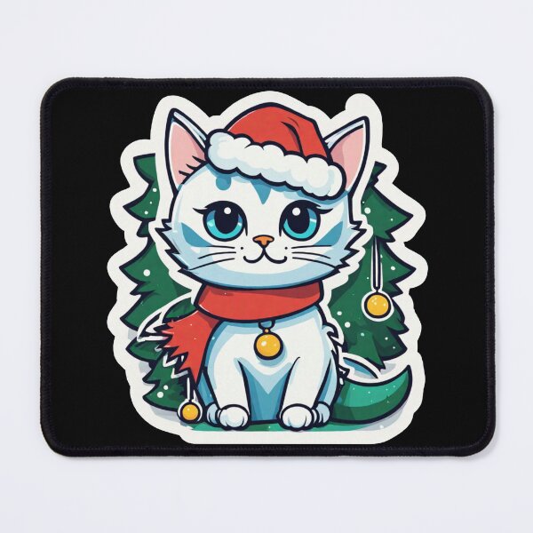 Item preview, Cute white Christmas cat with blue eyes. Cat Christmas gift. designed and sold by By-Jeff.