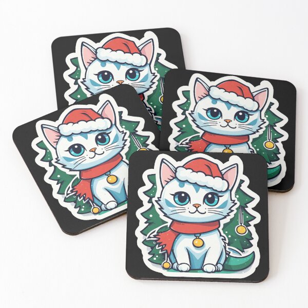 Item preview, Cute white Christmas cat with blue eyes. Cat Christmas gift. designed and sold by By-Jeff.