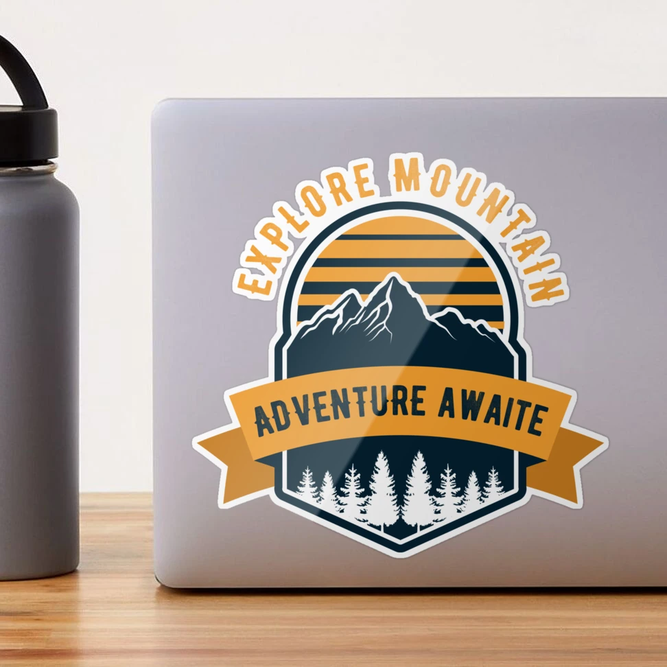 Explore Mountain Adventure Awaite Sticker for Sale by Awesome Store |  Redbubble