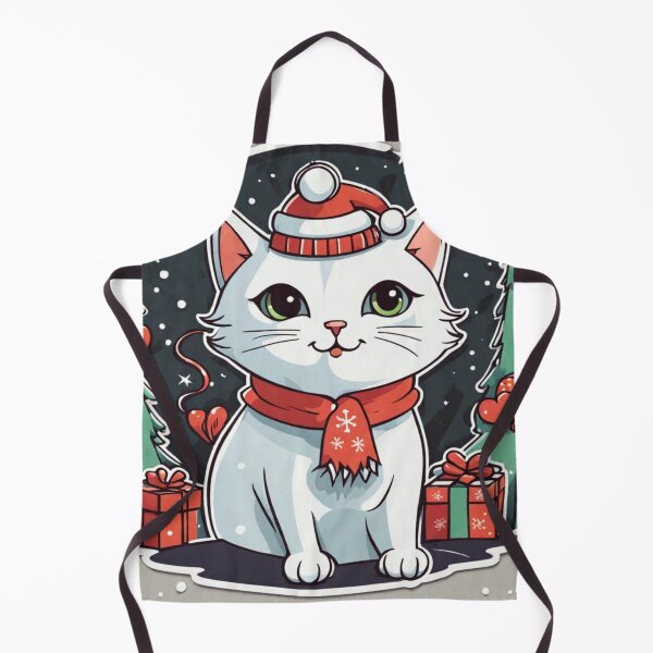 Item preview, Cute white Christmas cat with green eyes. Cat Christmas gift. designed and sold by By-Jeff.