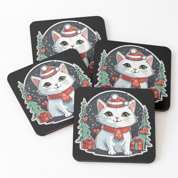 Item preview, Cute white Christmas cat with green eyes. Cat Christmas gift.2 designed and sold by By-Jeff.