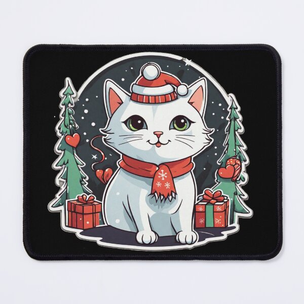 Item preview, Cute white Christmas cat with green eyes. Cat Christmas gift.2 designed and sold by By-Jeff.