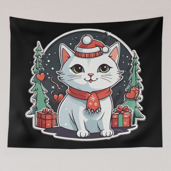 Item preview, Cute white Christmas cat with green eyes. Cat Christmas gift.2 designed and sold by By-Jeff.